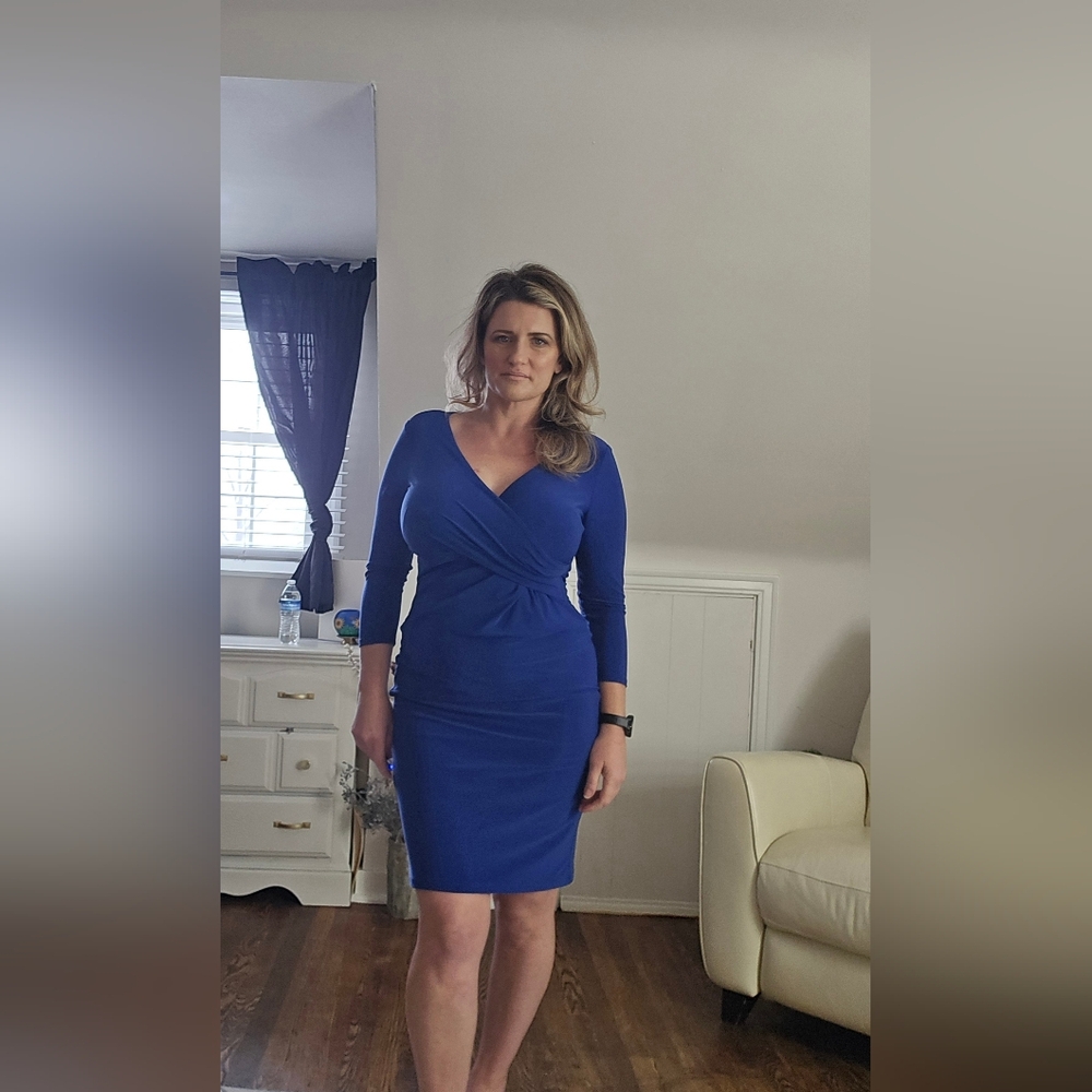 Lauren Ralph Lauren Blue Wrap Sheath Dress | 3/4 Sleeve | Size 6
